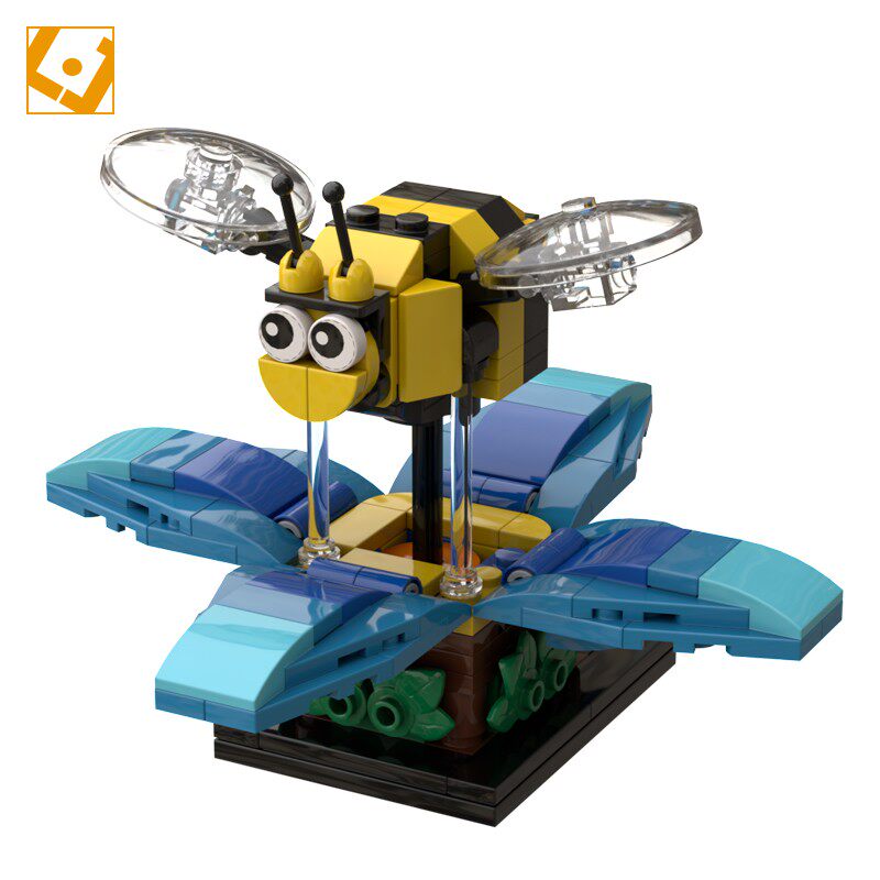 乐聚岛moc 飞舞的小蜜蜂 可动拼装积木玩具 动物模型 jk大神作品