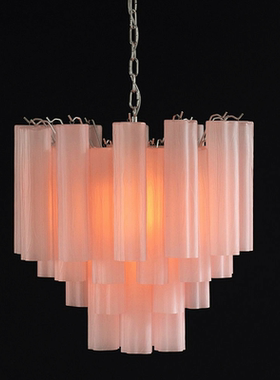 法式Murano穆拉诺36头粉色梅花玻璃法式中古卧室客厅吊灯