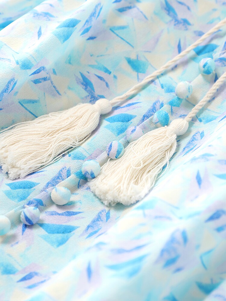 FAT MM FRENCH SWEET GENTLE LOOSE COVERING FLESH AGE REDUCTION FLORAL SHIRT COOL CROPPED BALLOON SLEEVE SILK TOP WOMEN