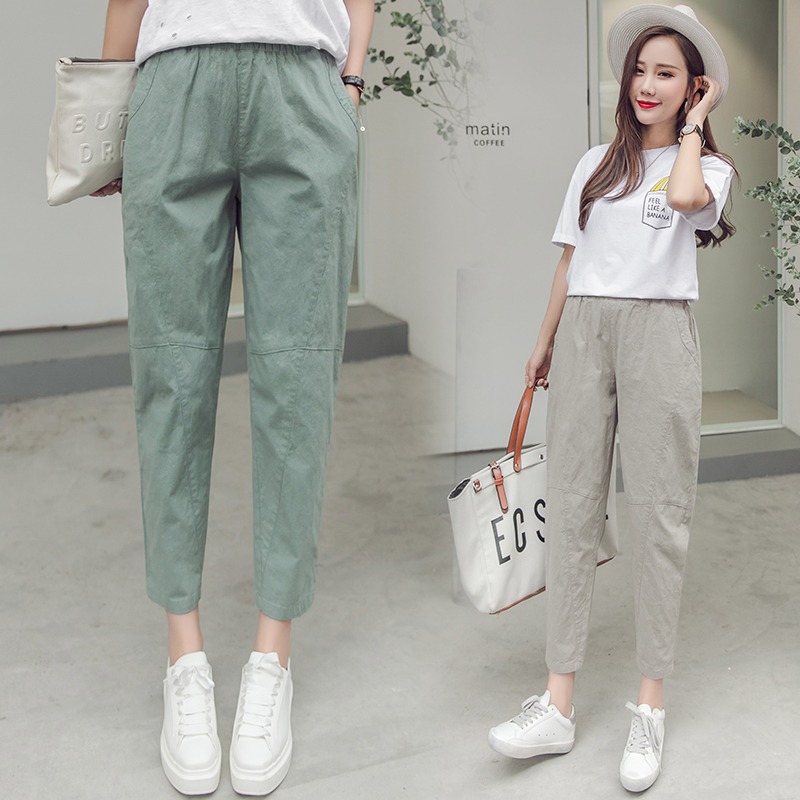 高腰森马宽松秋冬九分裤棉麻