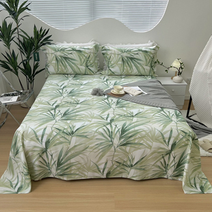 夏季天然竹纤维粗布凉感床单三件套柔软不粘身凉爽可折叠软凉席子