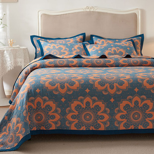 高档六层纱布纯棉床盖三件套长绒棉盖被单件榻榻米炕垫加厚大床单