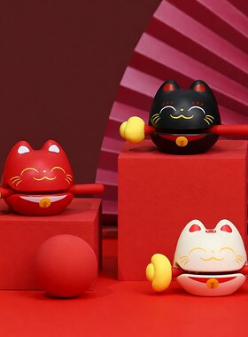 木鱼新款办公桌家居摆件情绪系解压公仔财富 1招财猫手办创意新品