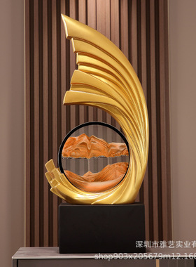 风生水起流沙画现代轻奢大摆件客厅玄关办公室进门入户高级感装饰