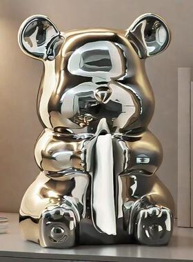 暴力熊纸巾盒客厅纸抽盒陶瓷抽纸盒摆件创意卡通餐巾纸盒高颜值