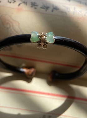 高原深山老鸡血藤镶嵌缅甸A货蝴蝶结手镯