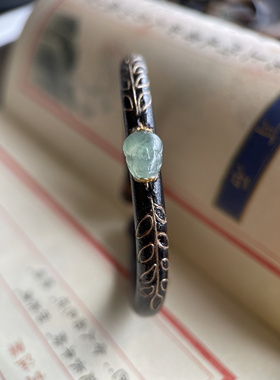 原创西藏高原鸡血藤镶嵌A货冰种晴水貔貅镯