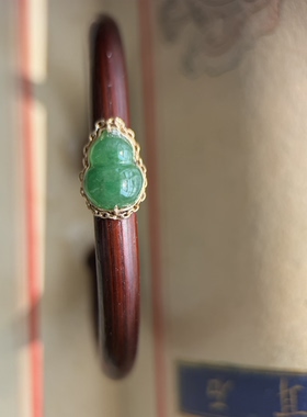 鸡血藤手镯镶嵌A货绿葫芦