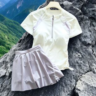 夏季泳衣保守可爱运动少女学生中大童初高中生学生韩版泳装泡温泉