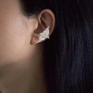 原创设计金工手作手工银饰商陆植物果子耳夹无耳洞s925纯银耳饰