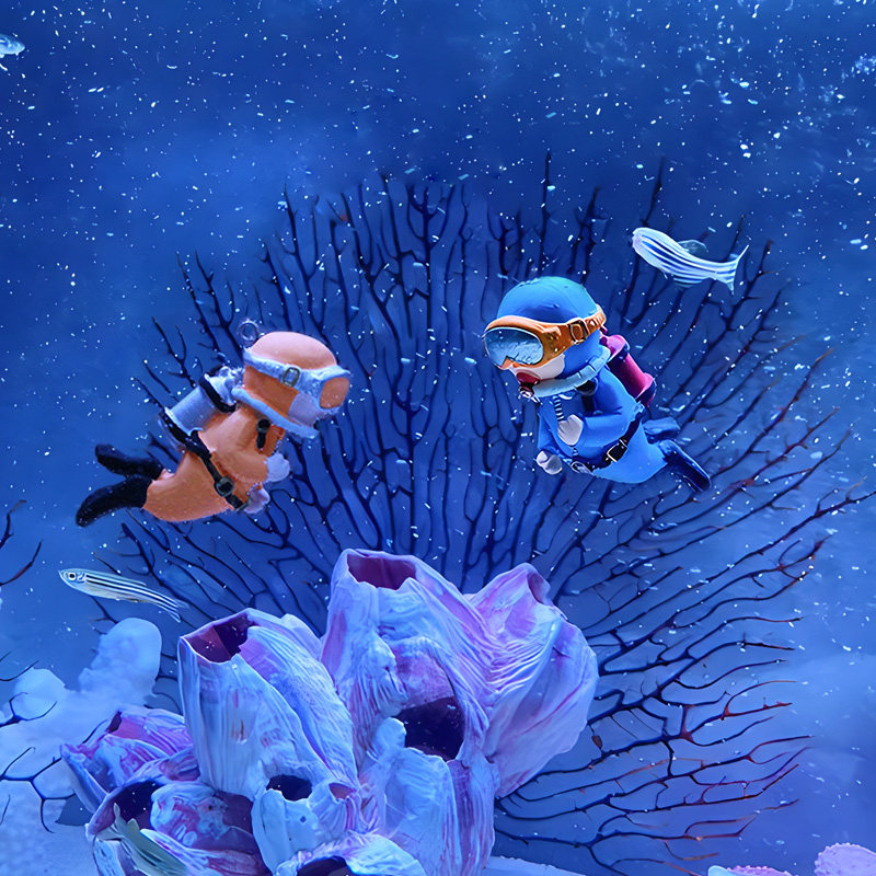 鱼缸造景小摆件人偶悬浮球蓝胖子潜水员悬浮水族箱特色漂浮装饰品