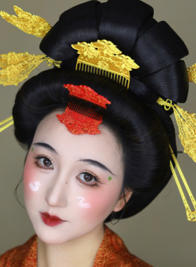 大萌制 唐风蔓草蝴蝶纹发簪发梳套装 唐代汉服发饰 3d打印簪子 女