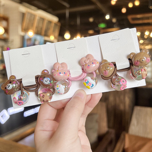 儿童发饰彩色发圈扎头绳高弹可爱女孩卡通小动物皮筋不伤发头饰品