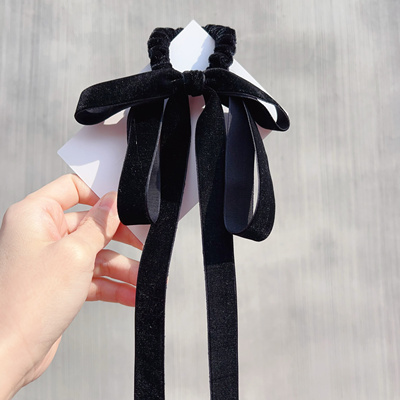 儿童丝绒蝴蝶结绑发头绳女孩发圈扎辫子百搭发饰飘带古风女童头饰