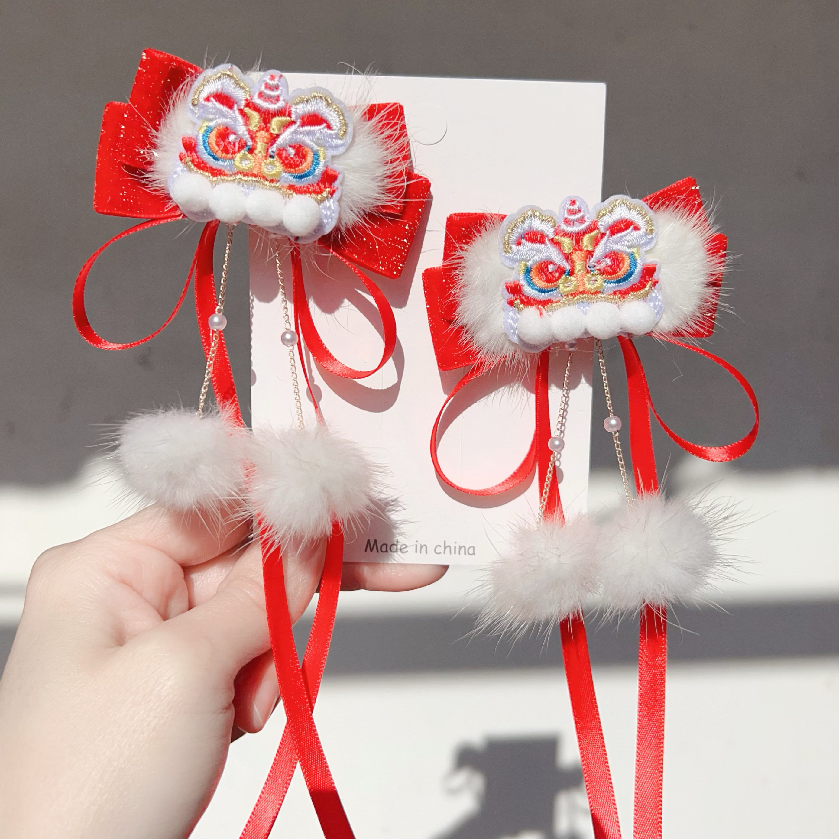 儿童新年发饰龙年汉服发夹女宝宝周岁发卡女童醒狮流苏中国风对夹,童装/婴儿装/亲子装,发饰,淘宝优惠券,粉丝福利购,淘宝优惠卷