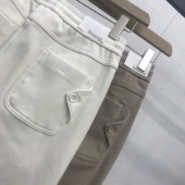 艾加加A 加绒松紧腰简约女 新款 8858多色高腰弹力纯棉小脚裤 冬季