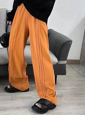 特惠款STT59316夏季松紧腰南瓜色拖地裤显瘦百搭阔腿裤