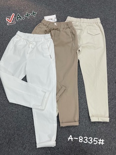 松紧腰长裤 春新款 韩版 艾加加8335纯棉弹力浅色白色时尚