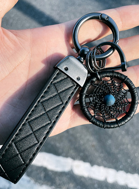 创意高端科幻手工编织蓝色星球石头捕梦网汽车钥匙扣送男生友生日