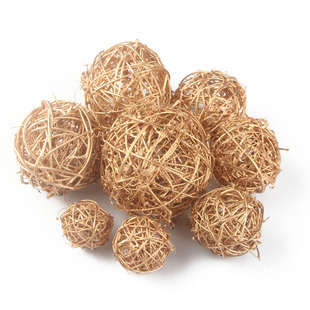 金色天然干枝花篮插花黄金藤球  圣诞节圣诞树装饰土茯藤彩球藤球