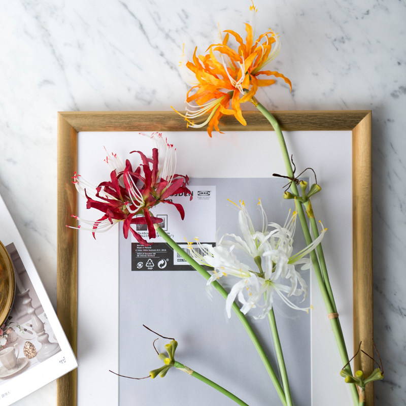 仿真彼岸花假花曼陀罗装饰花旅拍干花花束客厅摆设塑料花长枝落地