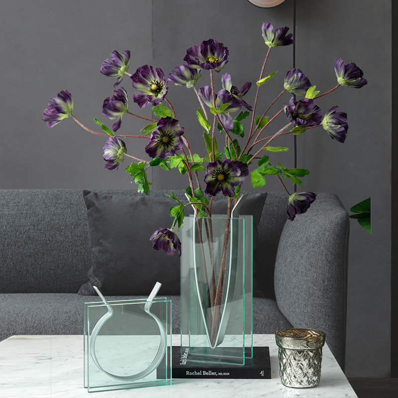 仿真花罂粟假花客厅插花电视柜玄关茶几餐桌摆花装饰摆件摆设花束