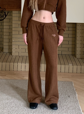 ALazyPig爱心logo直筒卫裤女25秋季新品宽松显瘦垂感休闲裤长裤