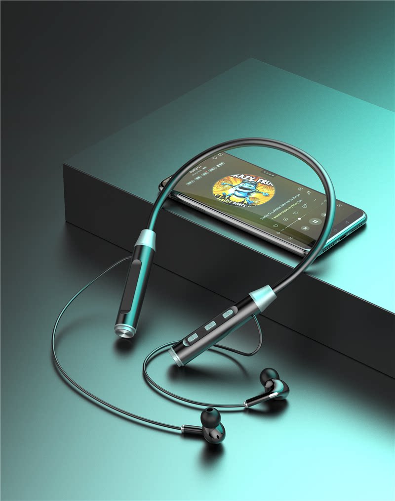 无线蓝牙5.0立体声耳机颈挂脖入耳式重低音运动跑步磁吸无限耳机