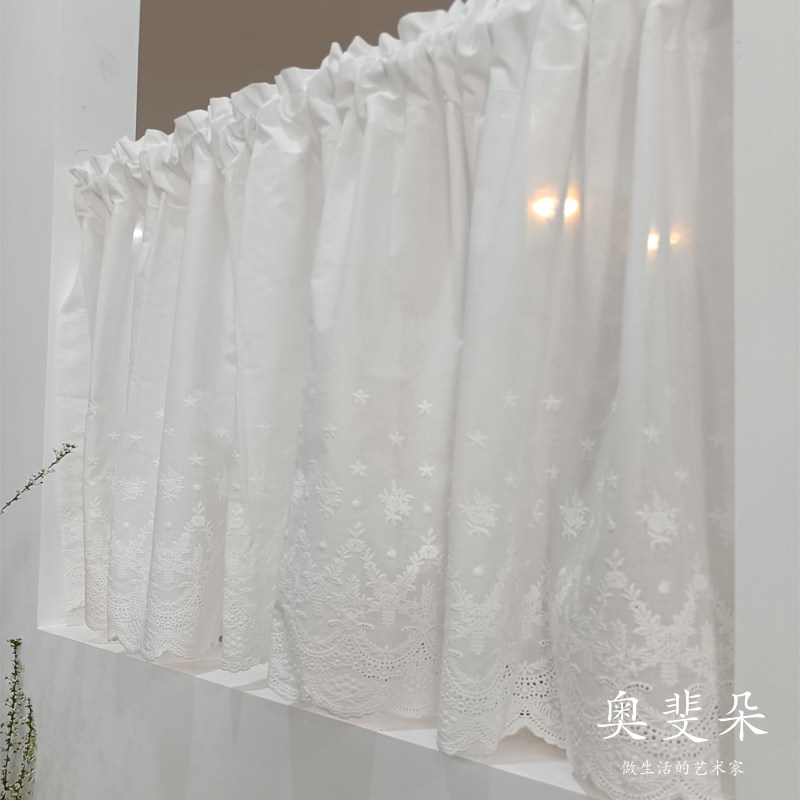 咖啡美式厨房阳台小窗帘短帘遮光