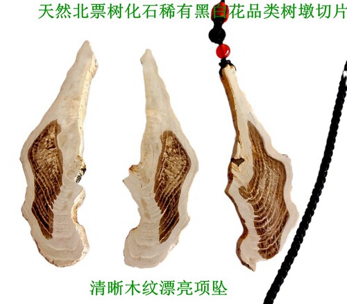 树化石稀有黑白花项坠木纹清晰