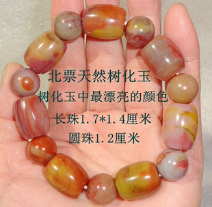 古生物奇石观赏石菊石化石硅化木树化玉稀有彩色木纹漂亮手串1069