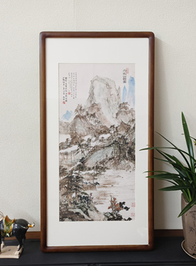 傅抱石万松山馆图山水画新中式客厅玄关装饰画办公室茶室背景挂画