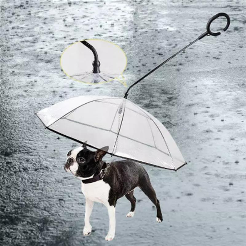 新款直销升级版透明宠物雨伞狗狗C型雨伞宠用品可调节雨天遛狗牵