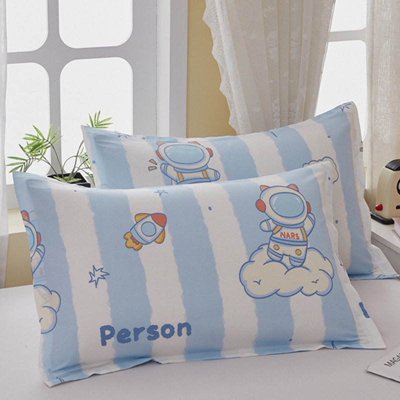 纯棉枕套儿童男孩男童卡通宇航员全棉幼儿园小学生午睡家用枕头套