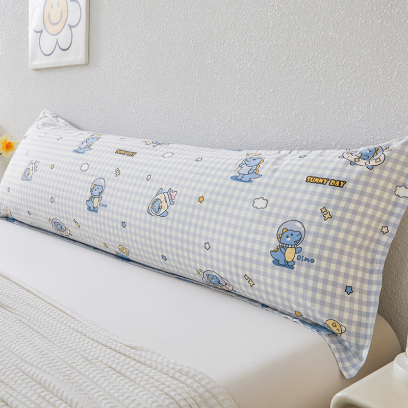 宇航员恐龙情侣双人枕头套儿童男孩1.5米全棉加长款1.2纯棉长枕套