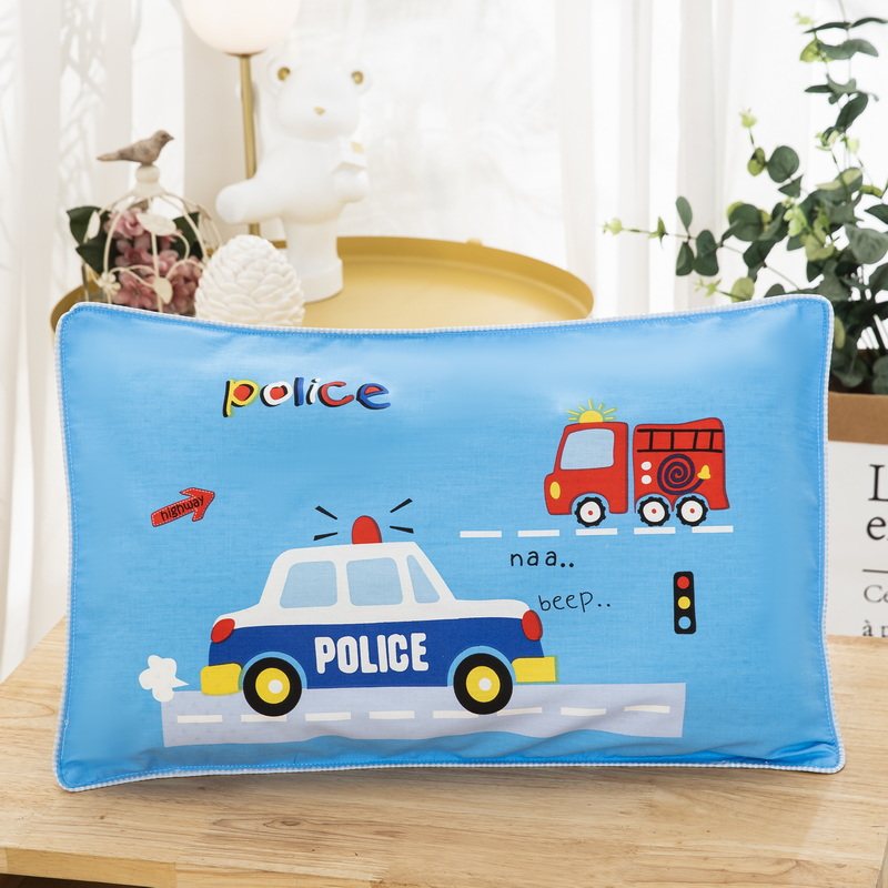 全棉枕套30x50儿童男孩小汽车警车纯棉幼儿园学生枕头枕芯套40*60