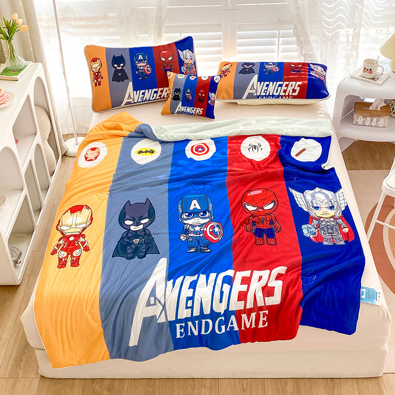 儿童男童夏凉被漫威蜘蛛侠美国队长幼儿园空调被男孩蜘蛛侠四件套