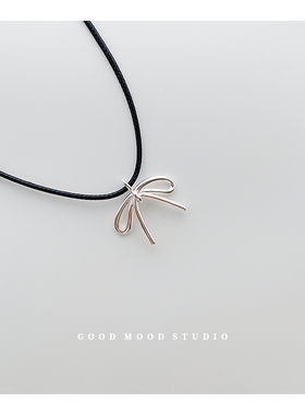 GMS甜系珍妮弗ins博主同款蝴蝶结黑皮绳项链甜酷可调节毛衣链长款