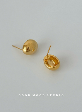 GMS经典款 欧美金豆豆简约球球耳钉女港风小众设计高级感气质耳环