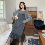 现货甜辣设计感小众独特金丝闪光连衣裙两件套2C282-812P105K158，女装连衣裙，2C282