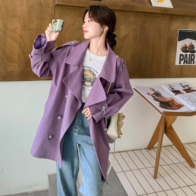 现货新款休闲紫色短风衣2C282-857P145K198,女装风衣,2C282