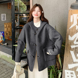 新款韩系连帽双面呢羊绒毛呢外套2C282-863P225K338，女装毛呢外套，2C282