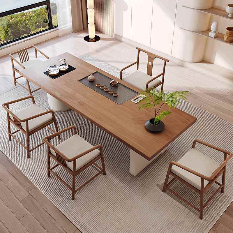 侘寂奶油风实木茶桌椅组合大板桌配套茶台烧水壶一体洽谈区泡茶桌,商业/办公家具,茶台/茶桌,淘宝优惠券,粉丝福利购,淘宝优惠卷