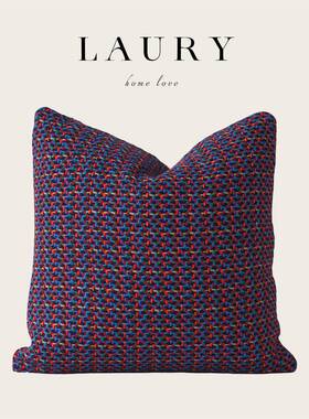 『紫色编织绳艺』客厅沙发抱枕靠枕床头靠背腰靠方形可拆洗枕套