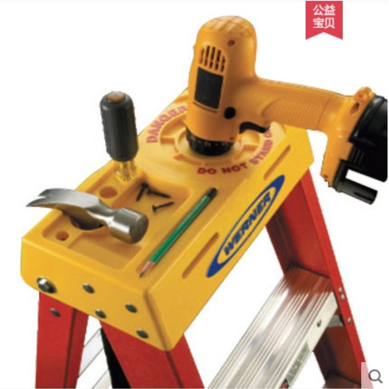 稳耐6200CN工业12步玻璃钢单侧人字梯电工1-3米库房折叠登高梯子