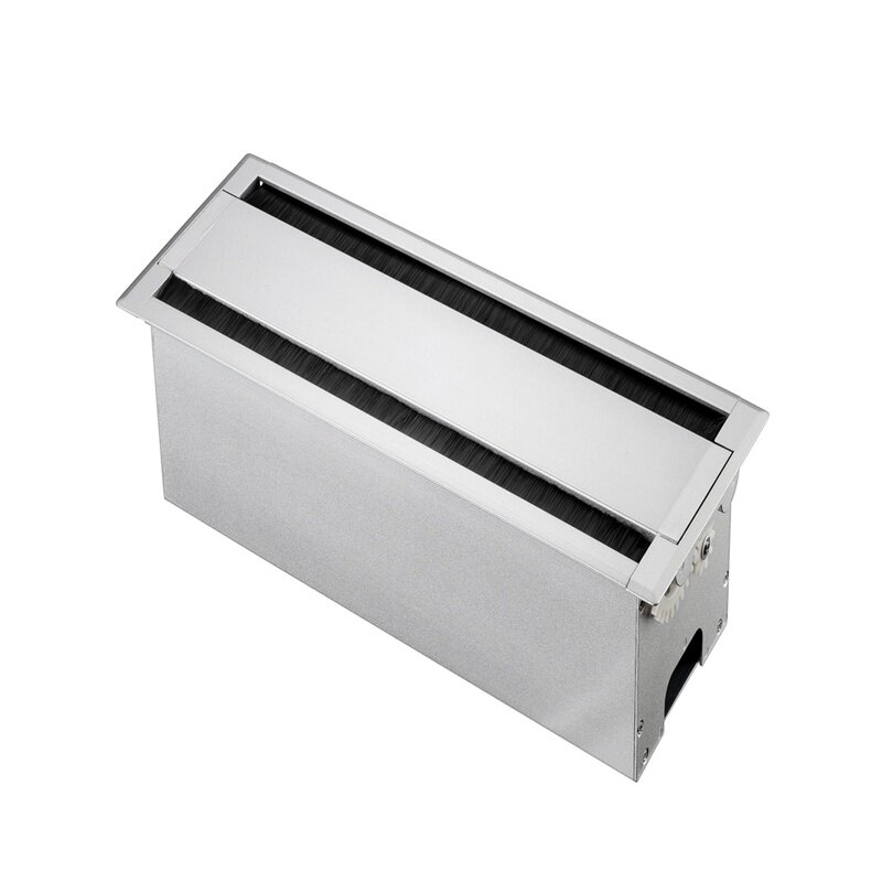 桌面过线盒台面铝合金86面板走线盖盒毛刷孔嵌入式线开双面办公桌