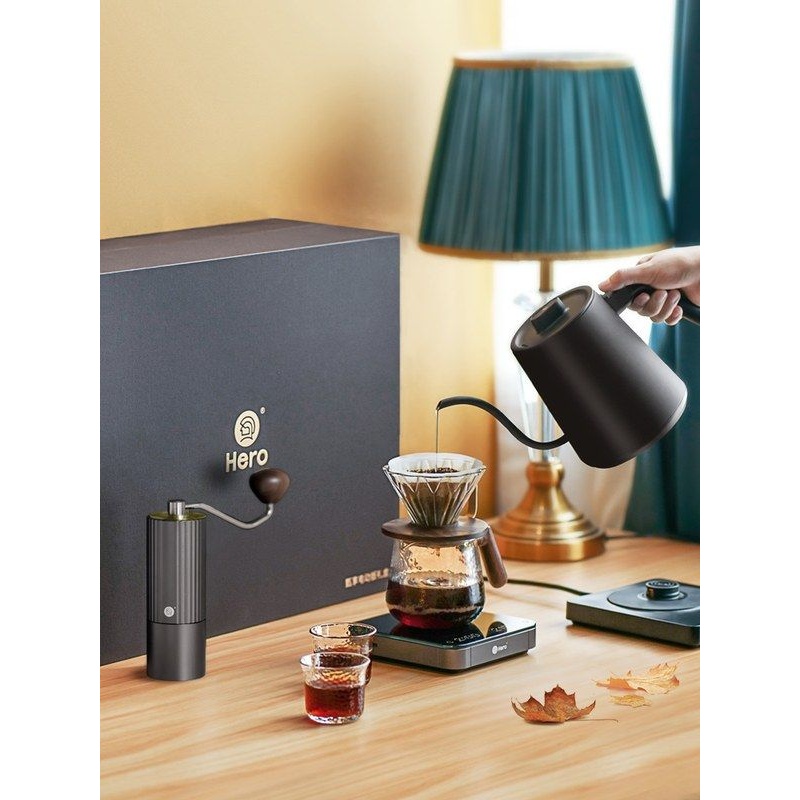 xyt甄享版手冲咖啡套装礼盒手摇磨豆机咖啡滤杯温控壶手冲壶套装