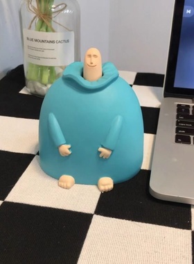 搞笑中指摆件微笑小蓝胖整蛊搞怪玩具创意沙雕摆件男友愚人节摆件