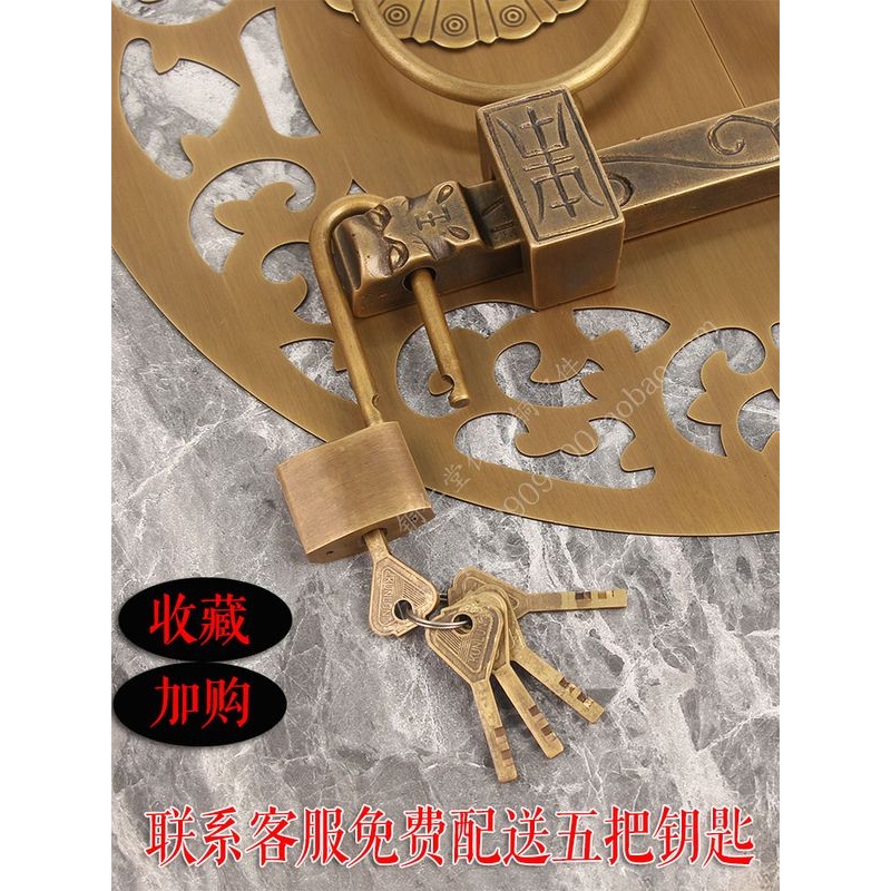 中式仿古大门铜拉手纯铜木门拉环复古门把手老式门栓插销黄铜门环