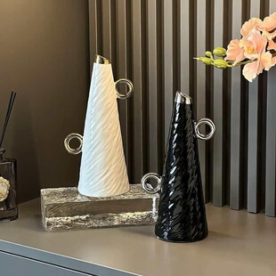 法式高档高低耳花瓶摆件客厅桌面插花创意家居轻奢玄关酒柜装饰品